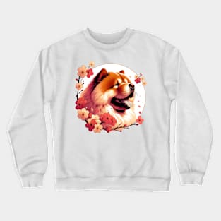 Chow Chow Enjoys Spring Amidst Cherry Blossoms Crewneck Sweatshirt